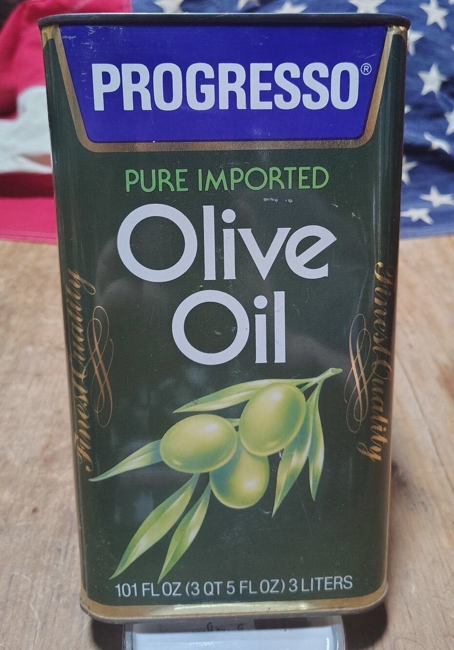 Vintage Progresso Olive Oil Advertising Tin Empty For Display Kitchen Decor